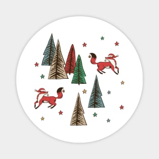 Cute Christmas Foxes Magnet